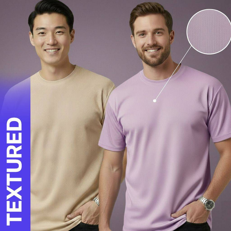 Fashion Globe Textured Men Pink T-Shirt