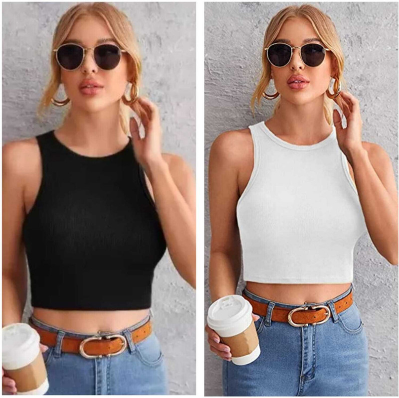 TUSI Casual Solid Women White, Black Top