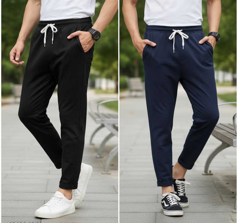 yourker Solid Men Black, Blue Track Pants