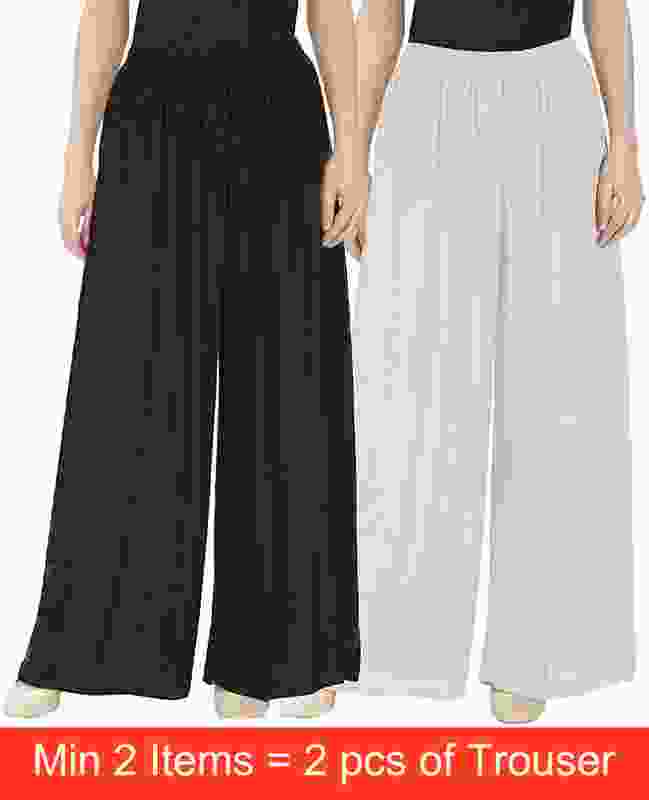 ShopGlobal Relaxed Women White, Black Trousers