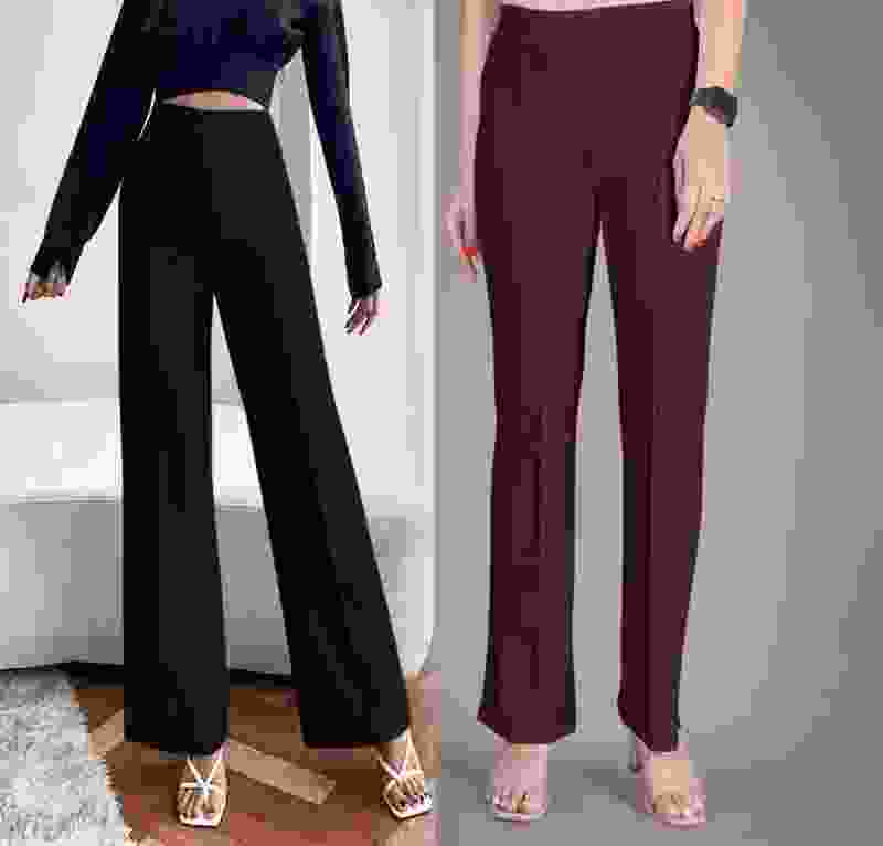 L LOPOT Women Maroon, Black Trousers
