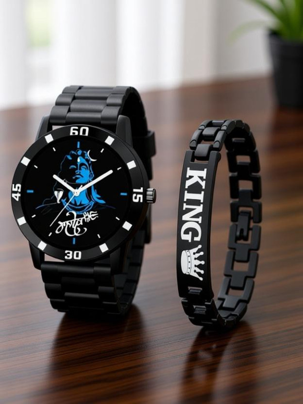 AMERICANVIBER Breker Series Rubber Black Belt Smooth Strap Free King Bracalet Analog Watch  - For Men