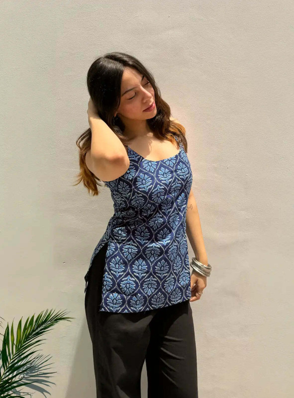 Monvari Casual Printed Women Blue Top