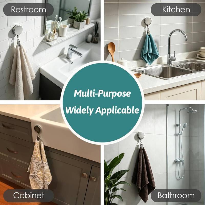 Blutom by Atoem Retractable & Self Adhesive Mounted Towel Hook with Pull Cord Towel Holder Silver Towel Holder - Photo 3