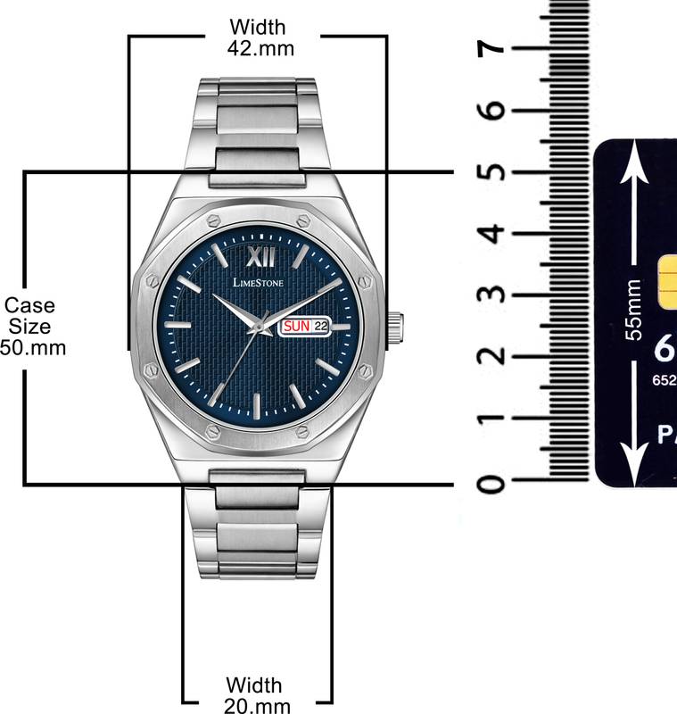 LIMESTONE HEXA Designer Screw Series | Day & Date Functioning | Stainless Steel | Quartz Analog Watch - For Men - Photo 3