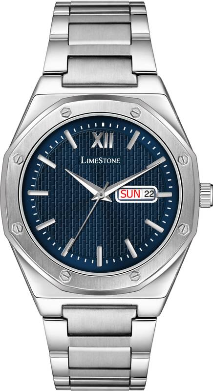 LIMESTONE HEXA Designer Screw Series | Day & Date Functioning | Stainless Steel | Quartz Analog Watch - For Men - Photo 1