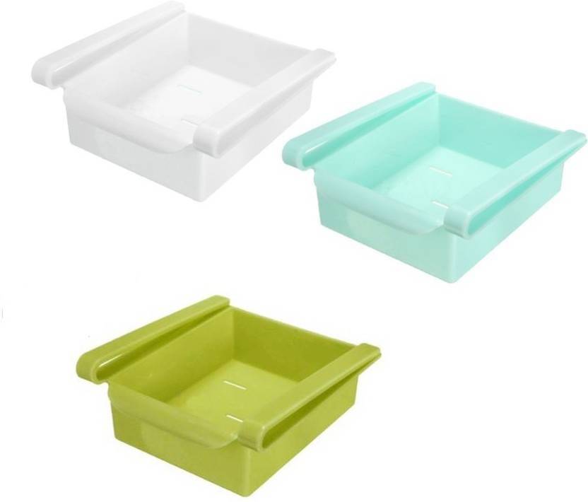 Gade set of 3 Plastic Storage Shelf Holder Box Sliding Drawer Fridge Organizer