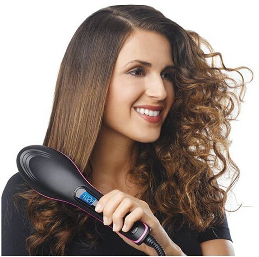 VibeX ™ Cramic Straightening Irons.Electric Digital Fast Brush Comb LCD Display Simply Straight™ Type 602 Hair Straightener Black VibeX Hair Straight