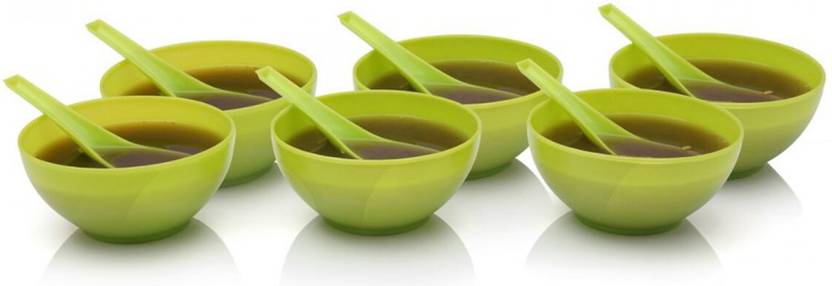 ranveer trading co 21003 Plastic Soup Bowl Green, Pack of 6 ranveer trading co Bowls