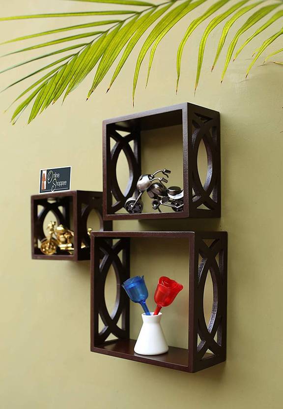 Onlineshoppee AFR1103 Wooden Wall Shelf Number of Shelves 3, Brown Onlineshoppee Wall Shelves