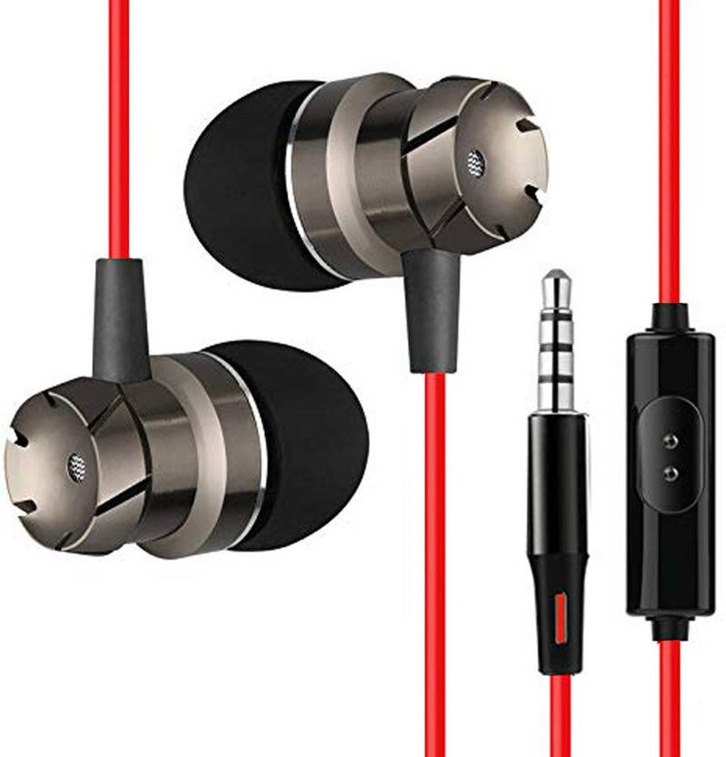 PTron HBE6 Wired Headset Red Black, In the Ear PTron Headphones