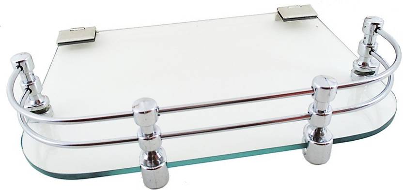 RoyaL Indian Craft 12 By 9 Inch Multipurpose Floating Glass Wall Shelf Number of Shelves 1, Clear RoyaL Indian Craft Wall Shelves