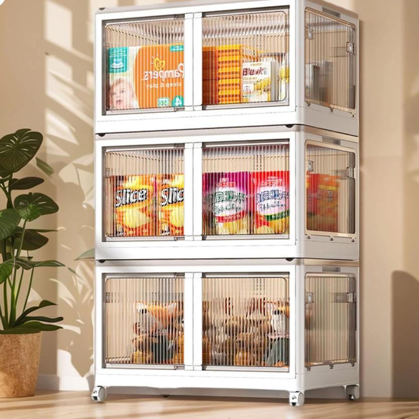 Sasimo 3-Door 3-Shelf Plastic foldable Cupboard PC Collapsible Wardrobe