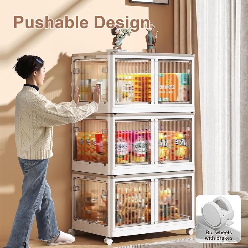 Sasimo 3-Door 3-Shelf Plastic foldable Cupboard PC Collapsible Wardrobe