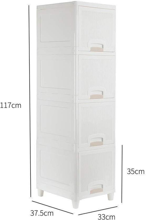 Sasimo 4-Door 4-Shelf Plastic Carbon Steel Collapsible Wardrobe