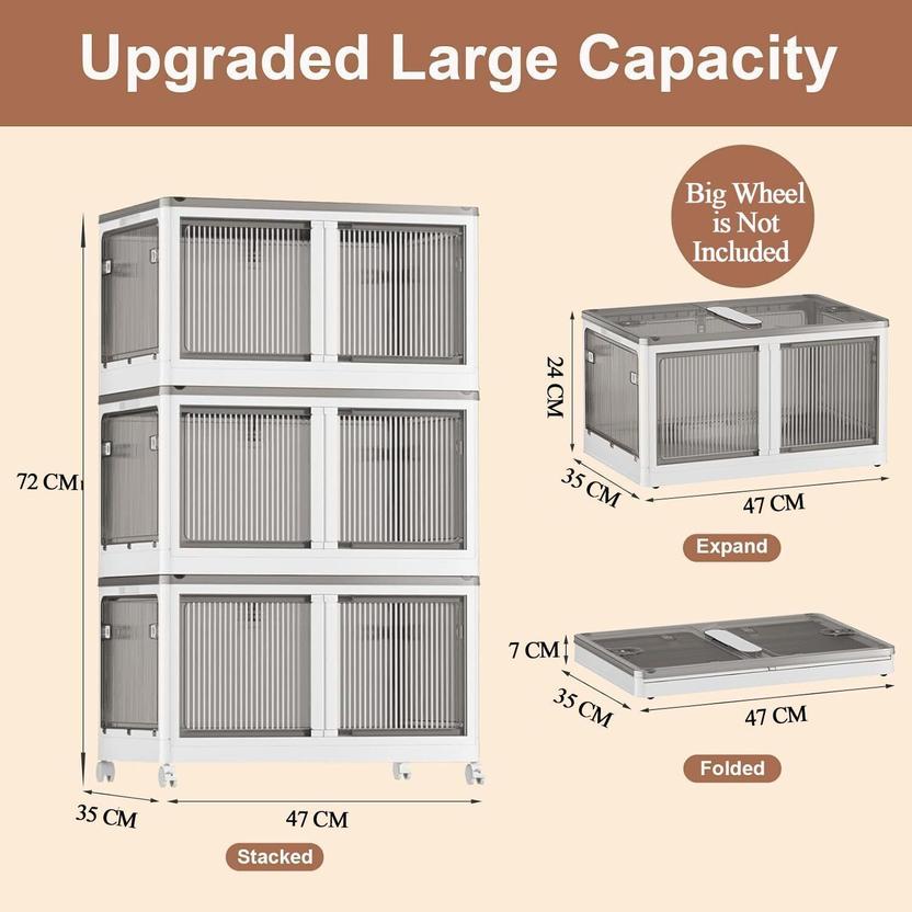 Sasimo 3-Door 3-Shelf Plastic foldable Cupboard PC Collapsible Wardrobe