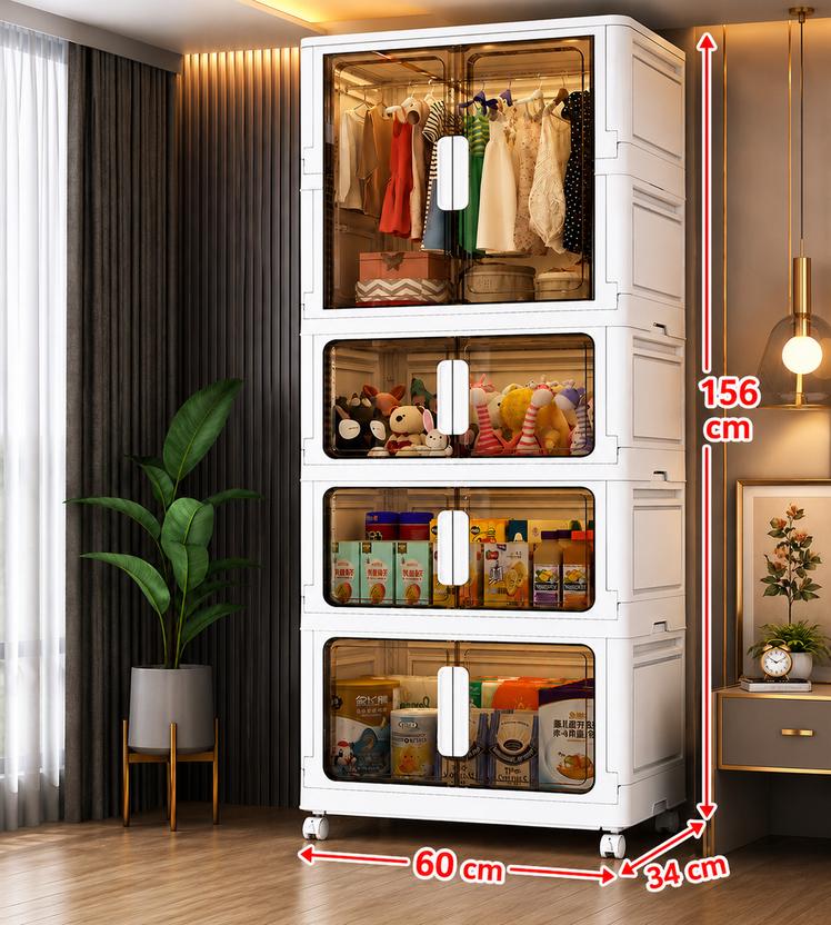 Sasimo 1-Wardrobe 8-Door 4-Shelf Plastic foldable Cupboard PC Collapsible Wardrobe