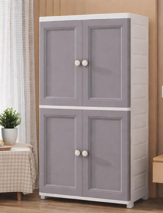 Sasimo 1-Wardrobe 4-Door 2-Shelf Plastic foldable Cupboard PC Collapsible Wardrobe