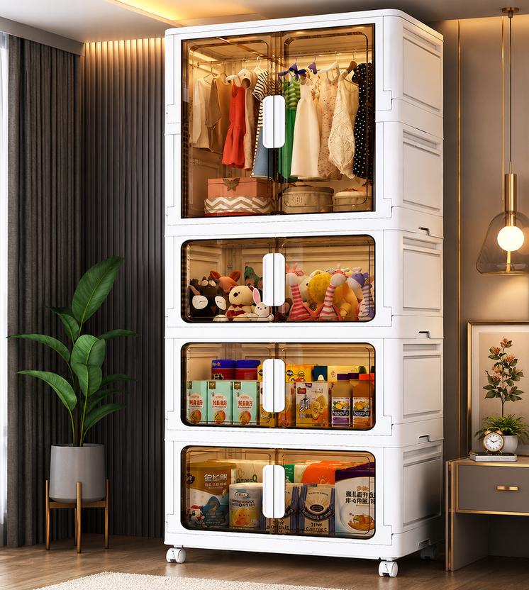 Sasimo 1-Wardrobe 8-Door 4-Shelf Plastic foldable Cupboard PC Collapsible Wardrobe