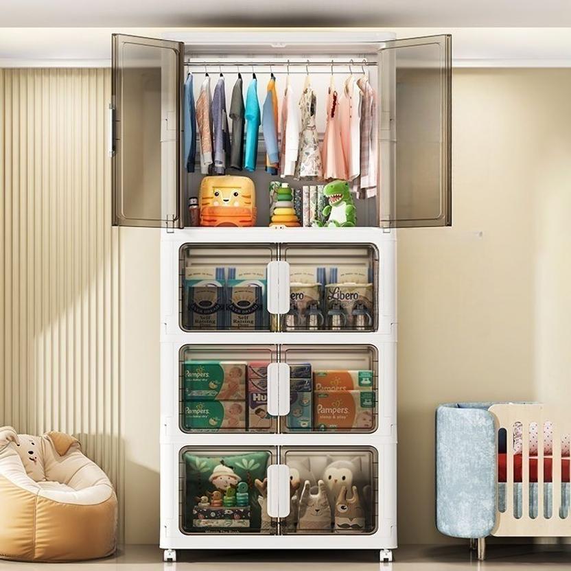 Sasimo 2-Wardrobe 8-Door 4-Shelf Plastic foldable Cupboard PC Collapsible Wardrobe