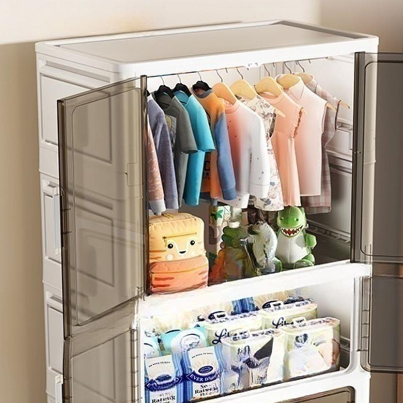 Sasimo 1-Wardrobe 8-Door 4-Shelf Plastic foldable Cupboard PC Collapsible Wardrobe