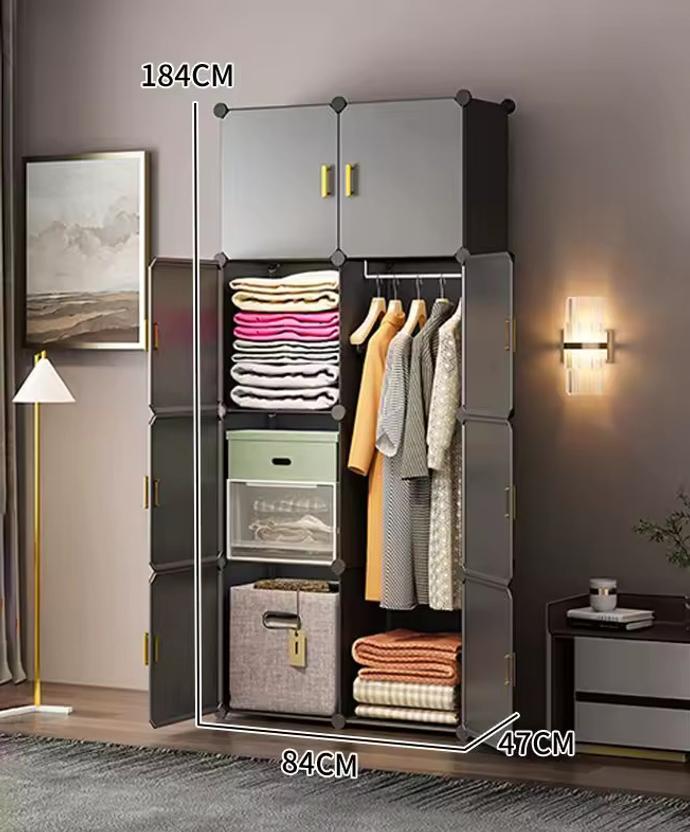 Sasimo 8-Door 8-Shelf Plastic kids Collapsible Cupboard PC Collapsible Wardrobe