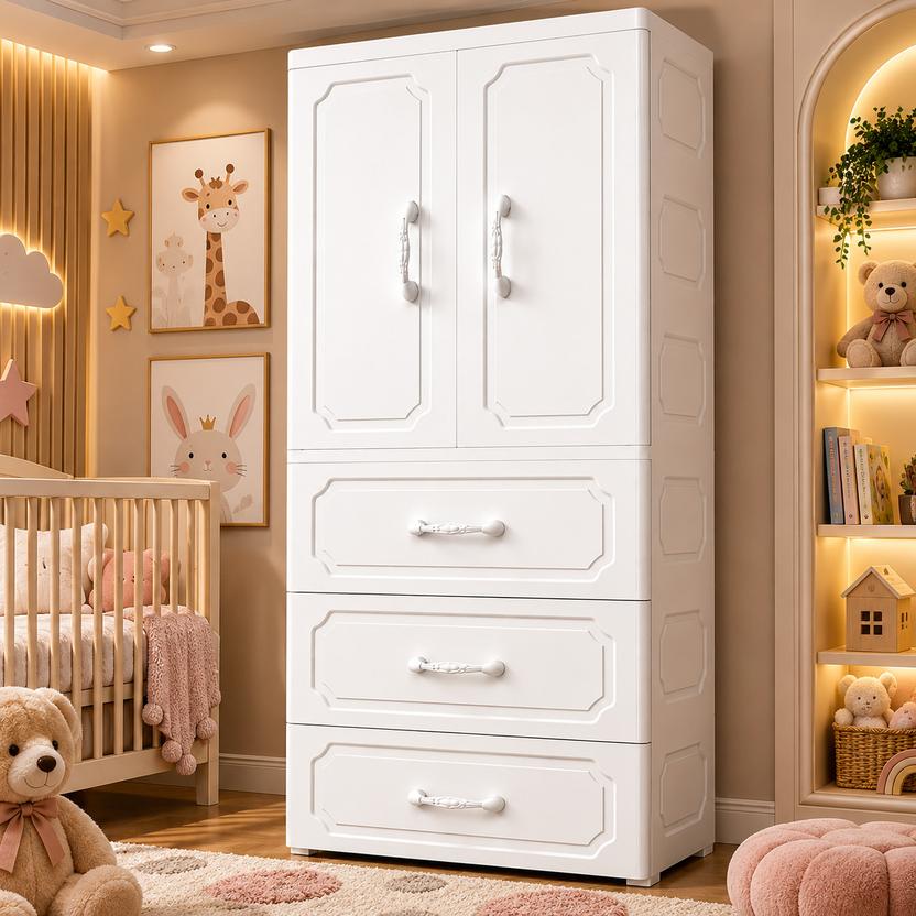 Sasimo 1-Wardrobe 5-Door 4-Shelf Plastic foldable Cupboard PC Collapsible Wardrobe