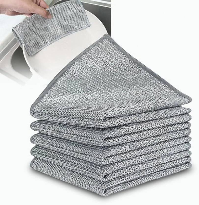 Flora Dishwasher Cloth Non scratch AC-WMC-SIL-Pack of 8 Free Standing 4 Place Settings Dishwasher (Pack of 8)