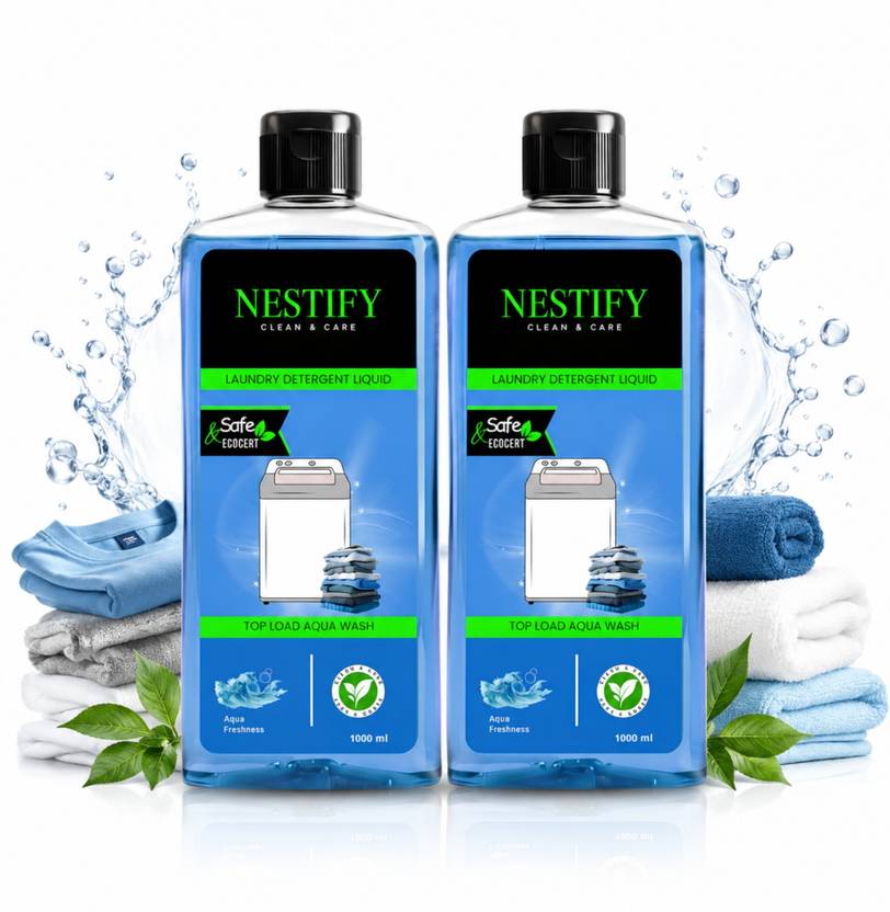 Nestify Top Load Liquid Detergent Combo Powerful Stain Removal Fabric Care Wash Aqua Liquid Detergent