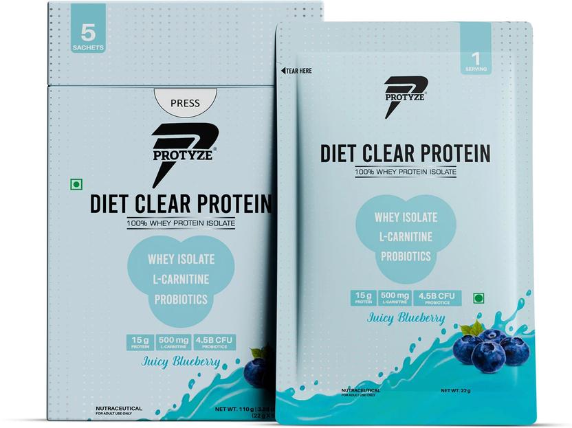 Protyze Diet Clear Whey Isolate - 330 g, Blueberry product pack