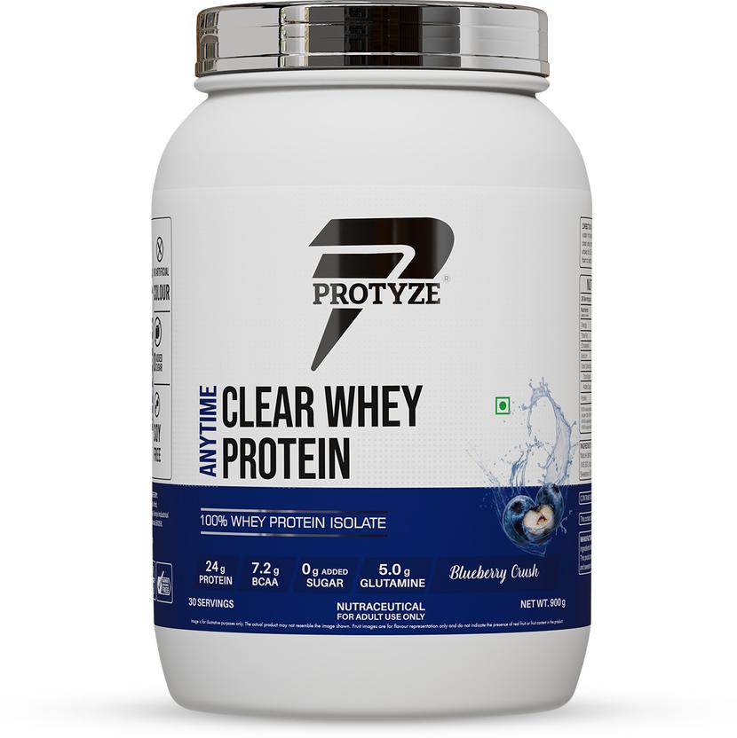 Protyze Anytime Clear Whey Isolate - 900 g, Blueberry crush product pack