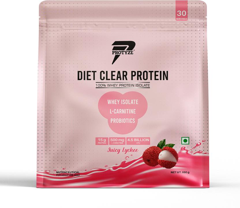 Protyze Diet Clear Whey Isolate - 660 g, Lychee product pack