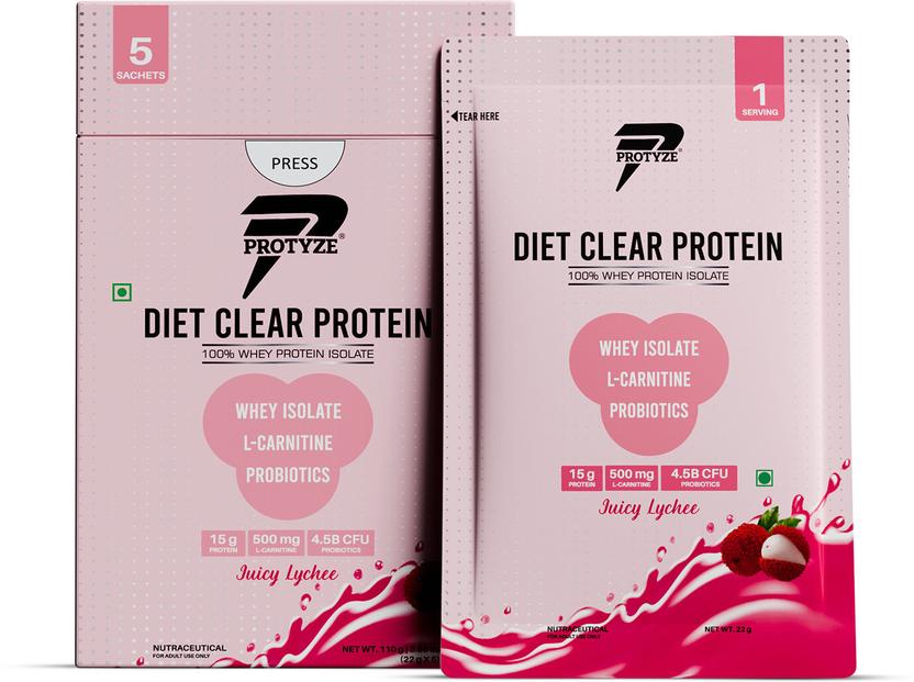 Protyze Diet Clear Whey Isolate - 330 g, Lychee product pack