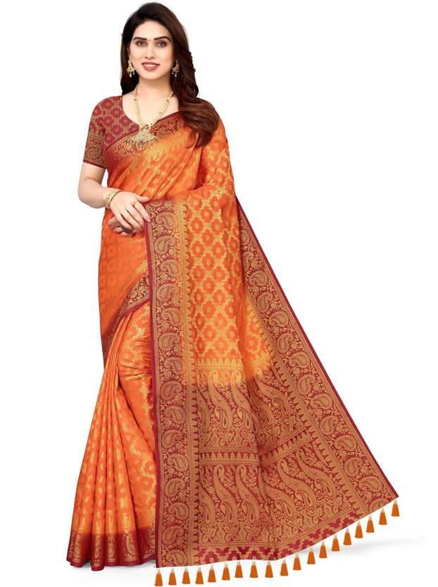 Cosbila fashion Woven Banarasi Cotton Silk Saree