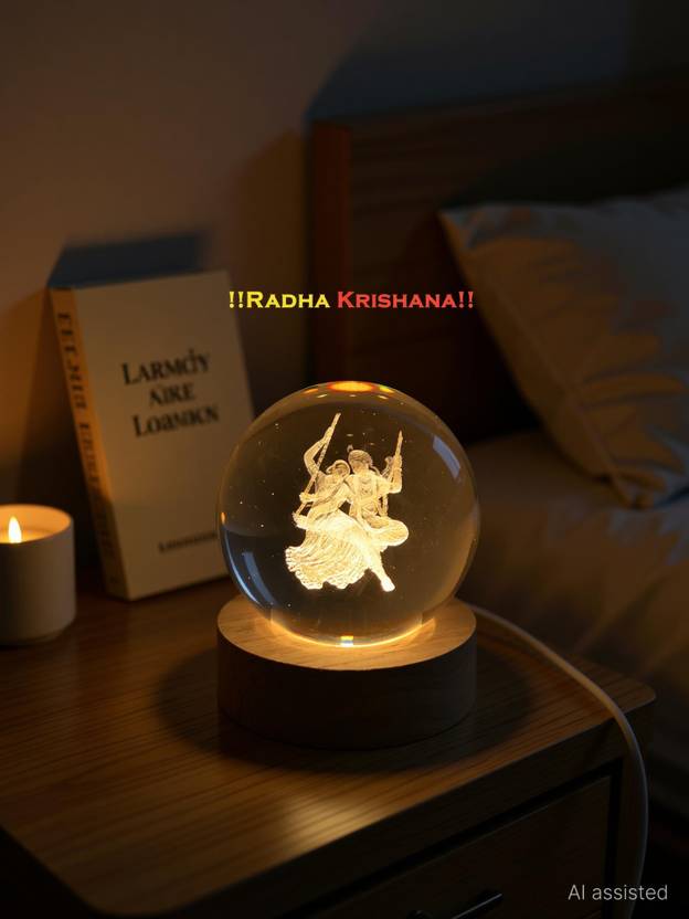 poksi 3D Radha Krishna Crystal Night Lamp